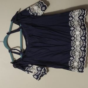 Soho NY&C Navy Lace Blouse